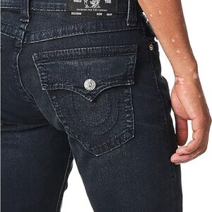 True Religion Black Slim Jeans with Signature Stitching